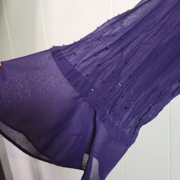 Vintage 90s Purple Ruffle Sheer Top Blouse Whimsygoth Goth Fairycore Medium Y2k - Picture 9 of 13